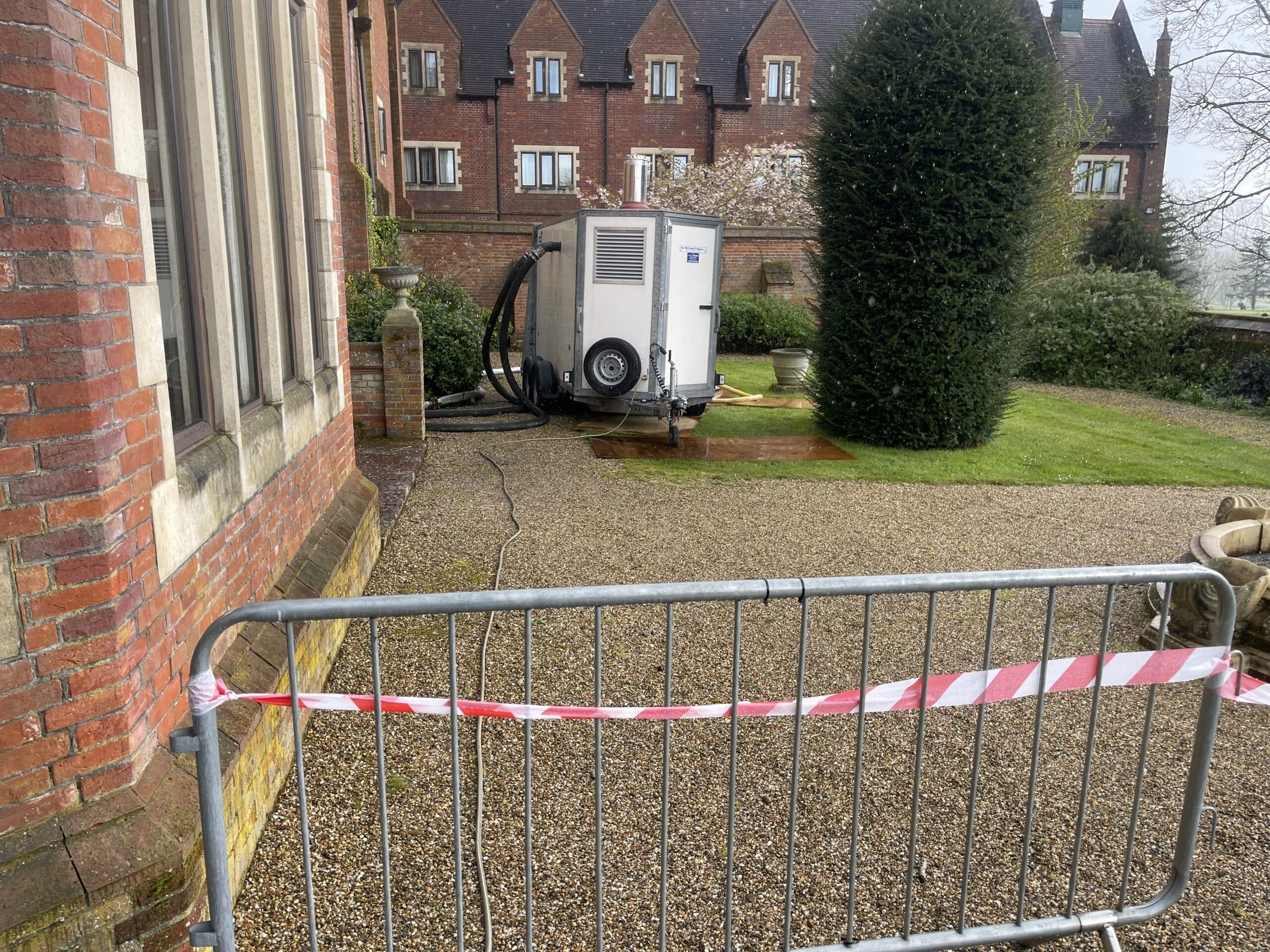 Temporary boiler hire unit installed outside a commercial property in Norwich