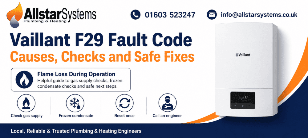Vaillant F29 fault code guide from Allstar Systems Plumbing and Heating