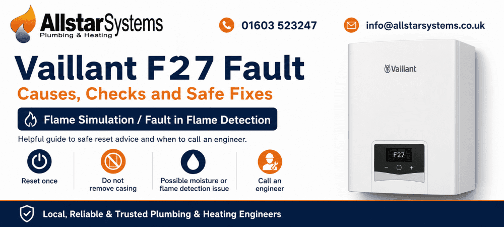 Vaillant F27 flame detection fault guide from Allstar Systems Plumbing and Heating