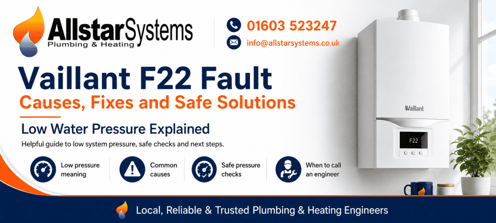 Vaillant F22 low water pressure guide from Allstar Systems Plumbing and Heating