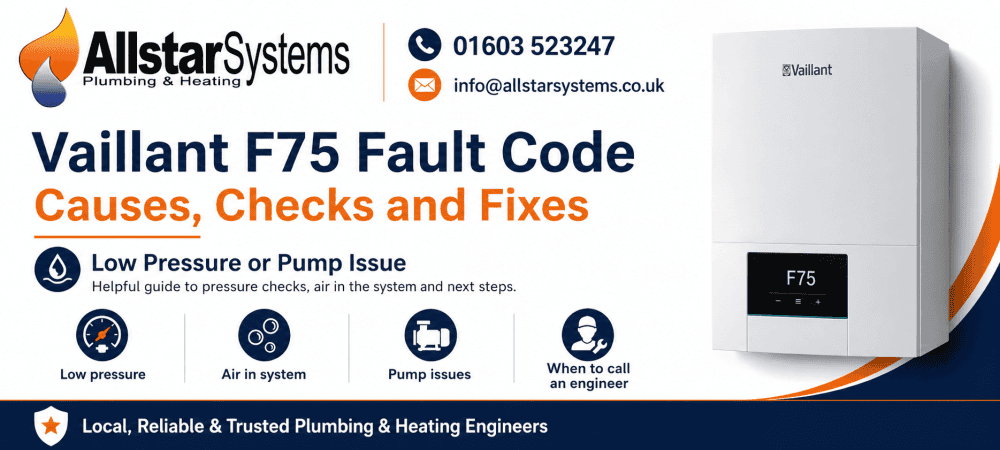 Vaillant F75 low pressure or pump issue guide from Allstar Systems Plumbing and Heating